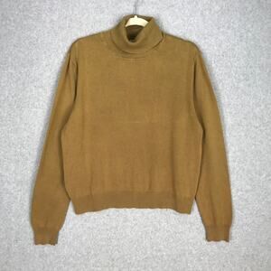 Vintage Field Manor Silk‎ Cashmere Turtleneck Sweater Large Gold Holiday READ